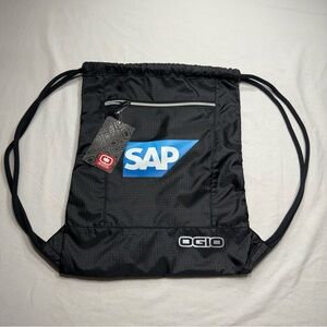 OGIO Black Drawstring Backpack with Blue Logo